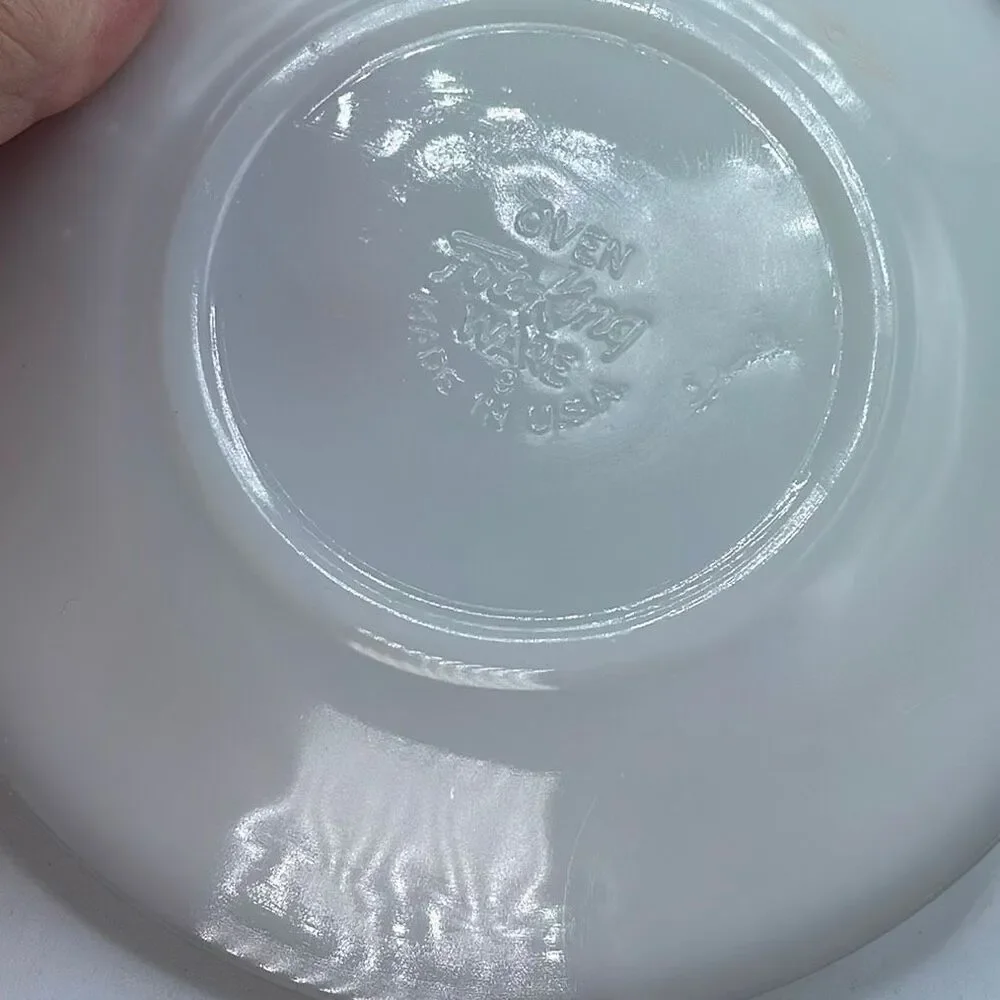 Set of 2 Fire King milk glass swirl pattern cup & saucers.